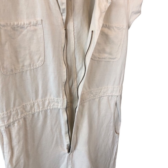 APiece Apart Cream Zip Front Linen Blend Jumpsuit Coveralls with Pockets Azore - Picture 3 of 11